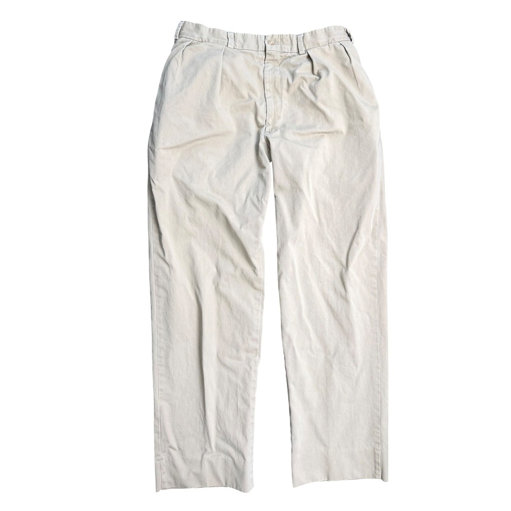 Bills‎ Khakis Mens 34x29 Pleated Front Cotton Twill Cuffed Chino Pants Tan USA